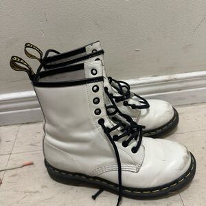 White Leather Lace-Up Boots
